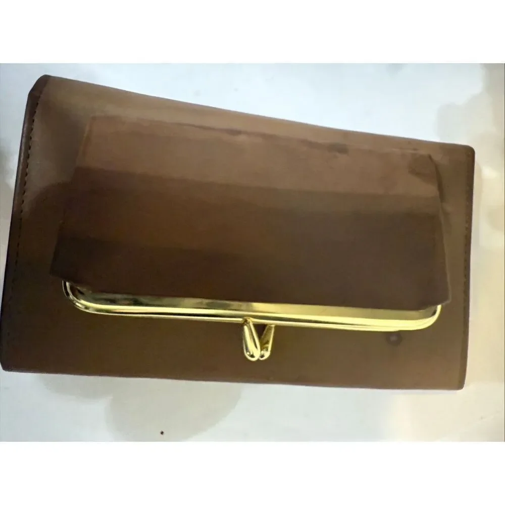 Vintage Princess Gardner Women's Leather Tri-fold Checkbook Wallet Tan OS NWOT